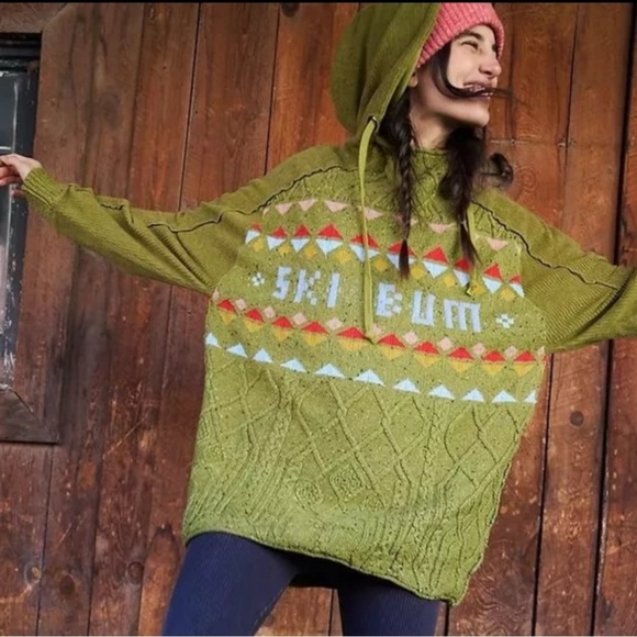 Free People FP Movement Powder Snow Bunny Ski Bum Sweater Hoodie Small GorpCore - Picture 17 of 17